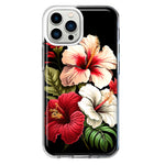 Apple iPhone 11 Pro Pink Red Hibiscus Wild Flowers Floral Hybrid Protective Phone Case Cover