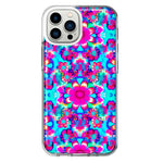 Apple iPhone 11 Pro Pink Blue Vintage Hippie Tie Dye Flowers Hybrid Protective Phone Case Cover