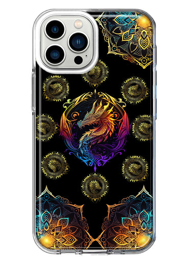 Apple iPhone 12 Pro Mandala Geometry Abstract Dragon Pattern Hybrid Protective Phone Case Cover