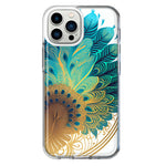 Apple iPhone 12 Pro Mandala Geometry Abstract Peacock Feather Pattern Hybrid Protective Phone Case Cover