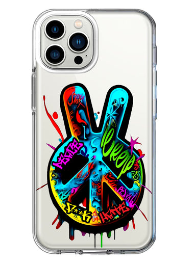 Apple iPhone 12 Pro Max Peace Graffiti Painting Art Hybrid Protective Phone Case Cover