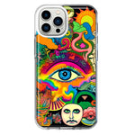 Apple iPhone 12 Pro Neon Rainbow Psychedelic Trippy Hippie Multiple Eyes Hybrid Protective Phone Case Cover