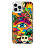 Apple iPhone 11 Pro Max Neon Rainbow Psychedelic Trippy Hippie Multiple Eyes Hybrid Protective Phone Case Cover