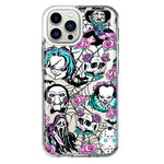 Apple iPhone 12 Pro Roses Halloween Spooky Horror Characters Spider Web Hybrid Protective Phone Case Cover