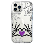 Apple iPhone 11 Pro Max Halloween Skeleton Heart Hands Spooky Spider Web Hybrid Protective Phone Case Cover