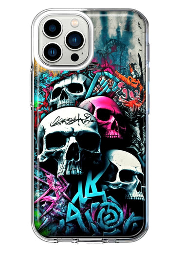Apple iPhone 12 Pro Max Skulls Graffiti Painting Art Hybrid Protective Phone Case Cover