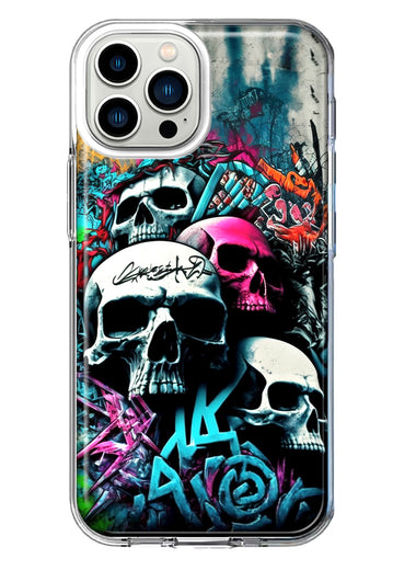 Apple iPhone 11 Pro Max Skulls Graffiti Painting Art Hybrid Protective Phone Case Cover
