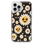 Apple iPhone 12 Pro Cute Smiley Face White Daisies Double Layer Phone Case Cover