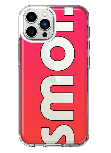 Apple iPhone 12 Pro Red Pink Clear Funny Text Quote Smol Hybrid Protective Phone Case Cover