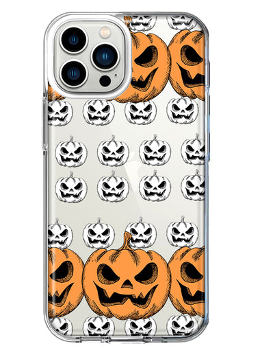 Apple iPhone 11 Pro Max Halloween Spooky Horror Scary Jack O Lantern Pumpkins Hybrid Protective Phone Case Cover