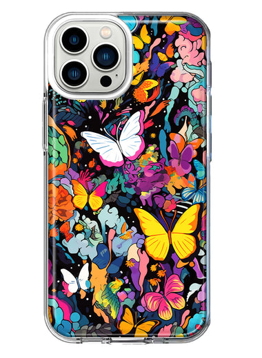 Apple iPhone 12 Pro Max Psychedelic Trippy Butterflies Pop Art Hybrid Protective Phone Case Cover