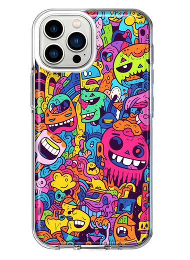 Apple iPhone 12 Pro Psychedelic Trippy Happy Characters Pop Art Hybrid Protective Phone Case Cover