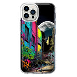 Apple iPhone 11 Pro Max Urban City Full Moon Graffiti Painting Art Hybrid Protective Phone Case Cover