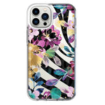 Apple iPhone 12 Pro Max Zebra Stripes Tropical Flowers Purple Blue Summer Vibes Hybrid Protective Phone Case Cover