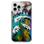Apple iPhone 12 Pro White Daisies Graffiti Wall Art Painting Hybrid Protective Phone Case Cover