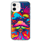 Apple iPhone 12 Neon Rainbow Psychedelic Trippy Hippie Bomb Star Dream Hybrid Protective Phone Case Cover