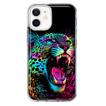 Apple iPhone 12 Neon Rainbow Glow Colorful Leopard Hybrid Protective Phone Case Cover