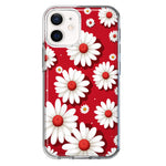 Apple iPhone 12 Cute White Red Daisies Polkadots Double Layer Phone Case Cover