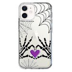 Apple iPhone 11 Halloween Skeleton Heart Hands Spooky Spider Web Hybrid Protective Phone Case Cover