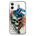 Apple iPhone 12 Fantasy Blue Dragon Dream Skull Double Layer Phone Case Cover