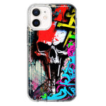 Apple iPhone 12 Skull Face Graffiti Painting Art Hybrid Protective Phone Case Cover