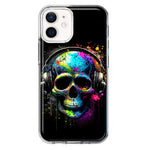 Apple iPhone 12 Mini Fantasy Skull Headphone Colorful Pop Art Hybrid Protective Phone Case Cover