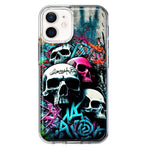 Apple iPhone 12 Skulls Graffiti Painting Art Hybrid Protective Phone Case Cover