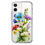 Apple iPhone 12 Purple Yellow Red Spring Flowers Floral Hybrid Protective Phone Case Cover