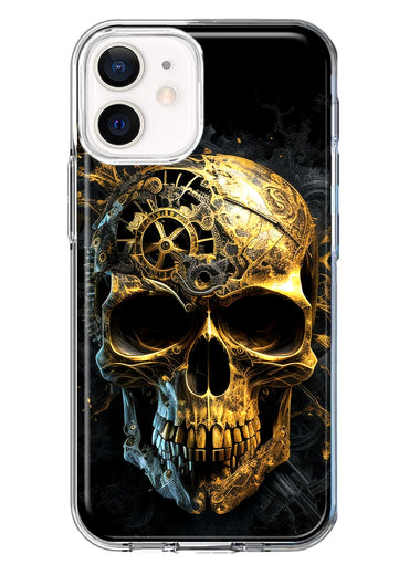 Apple iPhone 12 Mini Steampunk Skull Science Fiction Machinery Double Layer Phone Case Cover