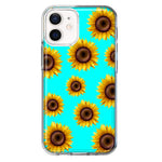 Apple iPhone 11 Yellow Sunflowers Polkadot on Turquoise Teal Double Layer Phone Case Cover