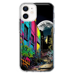 Apple iPhone 12 Mini Urban City Full Moon Graffiti Painting Art Hybrid Protective Phone Case Cover