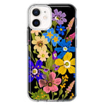 Apple iPhone 11 Blue Yellow Vintage Spring Wild Flowers Floral Hybrid Protective Phone Case Cover