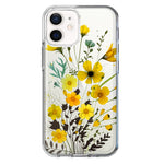 Apple iPhone 12 Yellow Summer Flowers Floral Hybrid Protective Phone Case Cover