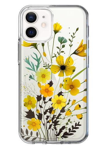 Apple iPhone 12 Mini Yellow Summer Flowers Floral Hybrid Protective Phone Case Cover