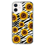 Apple iPhone 12 White Zebra Sunflowers Polkadots Double Layer Phone Case Cover