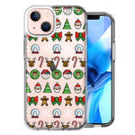 Apple iPhone 14 Classic Christmas Polka Dots Santa Snowman Reindeer Candy Cane Design Double Layer Phone Case Cover