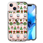 Apple iPhone 13 Mini Classic Christmas Polka Dots Santa Snowman Reindeer Candy Cane Design Double Layer Phone Case Cover