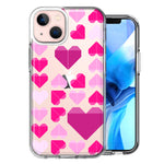 Apple iPhone 13 Mini Pink Purple Origami Valentine's Day Polkadot Hearts Design Double Layer Phone Case Cover