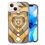 Apple iPhone 13 Latte Coffee Gem Hearts Design Double Layer Phone Case Cover