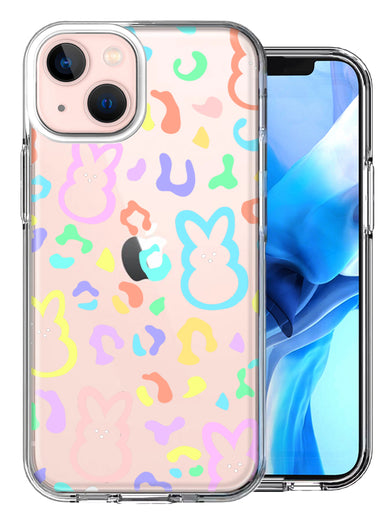 Apple iPhone 13 Mini Leopard Easter Bunny Candy Colorful Rainbow Double Layer Phone Case Cover