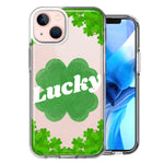 Apple iPhone 15 Plus Lucky St Patrick's Day Shamrock Green Clovers Design Double Layer Phone Case Cover
