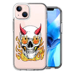 Apple iPhone 13 Mini Flaming Devil Skull Design Double Layer Phone Case Cover
