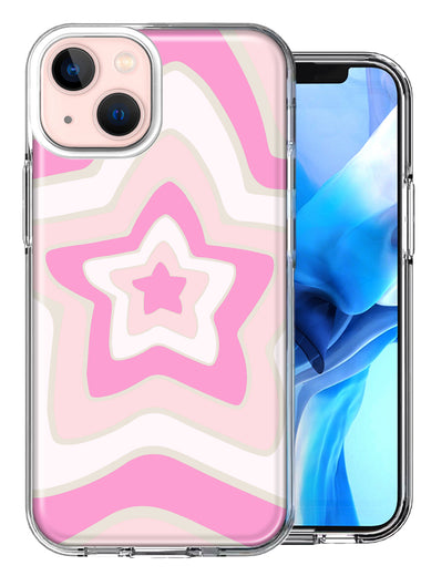 Apple iPhone 13 Pink Bubble Gum Endless Stars Design Double Layer Phone Case Cover