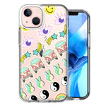 Apple iPhone 13 70's Yin Yang Peace Hippie Stars Design Double Layer Phone Case Cover