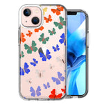 Apple iPhone 13 Colorful Butterflies Design Double Layer Phone Case Cover