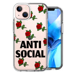 Apple iPhone 13 Anti Social Roses Design Double Layer Phone Case Cover