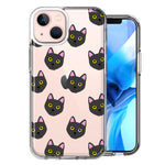 Apple iPhone 15 Black Cats Polkadots Design Double Layer Phone Case Cover