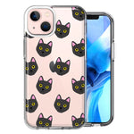 Apple iPhone 13 Mini Black Cats Polkadots Design Double Layer Phone Case Cover