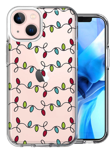 Apple iPhone 15 Plus Vintage Christmas String lights Design Double Layer Phone Case Cover