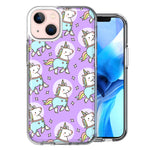 Apple iPhone 13 Cute Unicorn Purple Design Double Layer Phone Case Cover